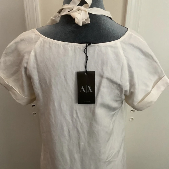 🔷 NWT ARMANI EXCHANGE Embellished White Linen Shift Dress - Picture 4 of 4